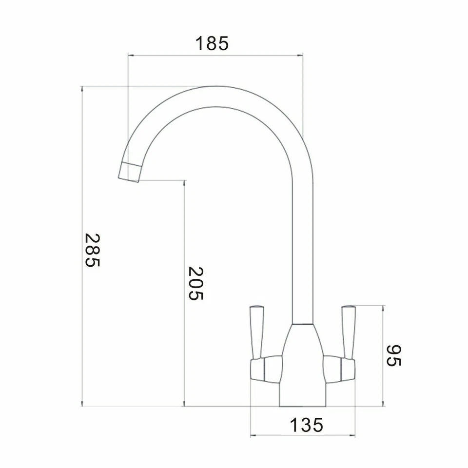 Kitchen Modern Mono Sink Mixer Tap Twin Lever Chrome Brushed Swivel Spout Faucet