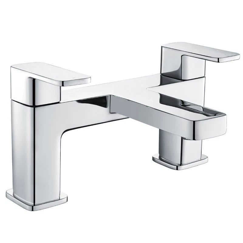 Aquadart Hadley Bath Filler Tap Polished Chrome Square Dual Lever Deck Mounted