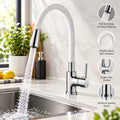 White kitchen Sink Mixer tap Swivel Flexible Spout Single Lever Mono Faucet