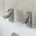 2 Taps Twin Hot Cold Pair Tap Modern Bath Bathroom Basin Sink Chrome Luxury