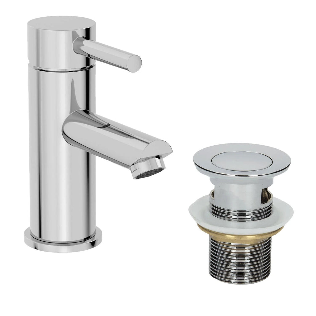 Modern Bathroom Mono Basin Sink Mixer Tap Slotted Waste Single Lever Chrome