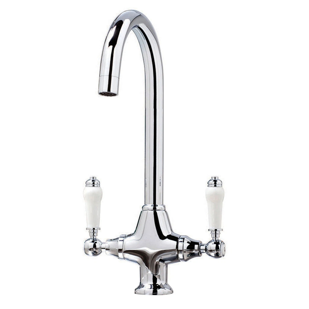 Kitchen Sink Tap Traditional Ceramic Levers Mono Mixer 1 Tap Hole CHROME