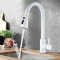 White Modern Mono Kitchen Mixer Tap Pull Out Spray Head Single Lever Swivel Sink Tap