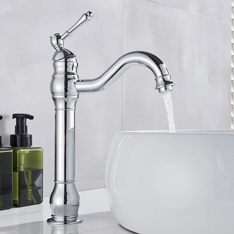 Cloakroom Waterfall Basin Mixer Tap Mono Tall Bathroom Sink Tap Chrome + Fixings