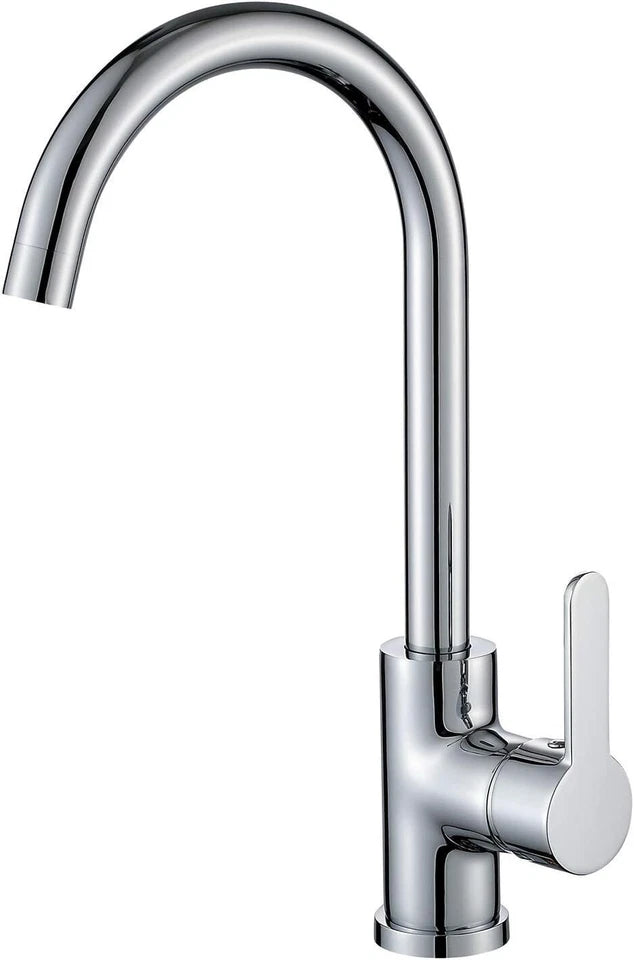 Kitchen Sink Mixer Taps Swivel Spout Single Lever Tap Mono Chrome Effect Faucet Modern
