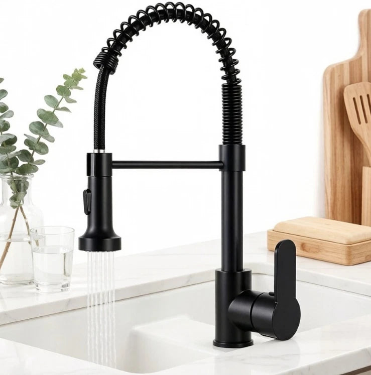 Pull Out Kitchen Tap Mixer Spray Faucet Black 360° Swivel Sink Tap UK