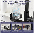 Kitchen Mixer Tap with Pull Out Sprayer Glass Rinser Dual Spray Modes Matt Black