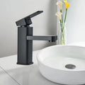 NEW Modern Waterfall Bathroom Tap Basin Sink Mono Mixer Black Cloakroom + Waste