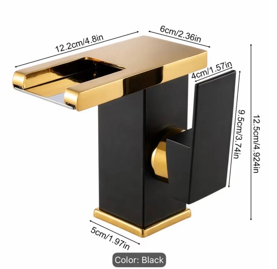 Black Gold Bathroom Basin Mixer Tap Single Lever Sink Faucet Modern Square