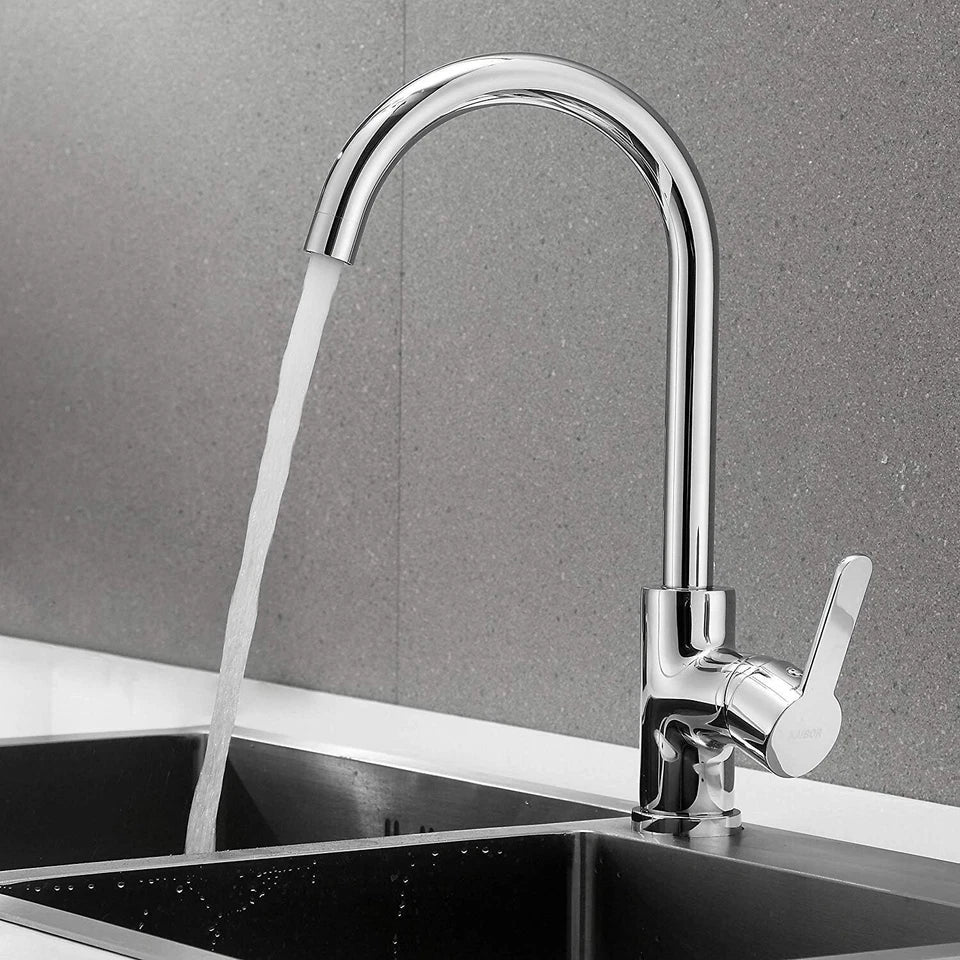 Kitchen Sink Mixer Taps Swivel Spout Single Lever Tap Mono Chrome Effect Faucet Modern