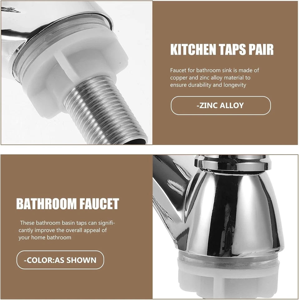 2X Twin Taps Set Hot and Cold Pair Tap Traditional Bath Bathroom Basin Sink UK