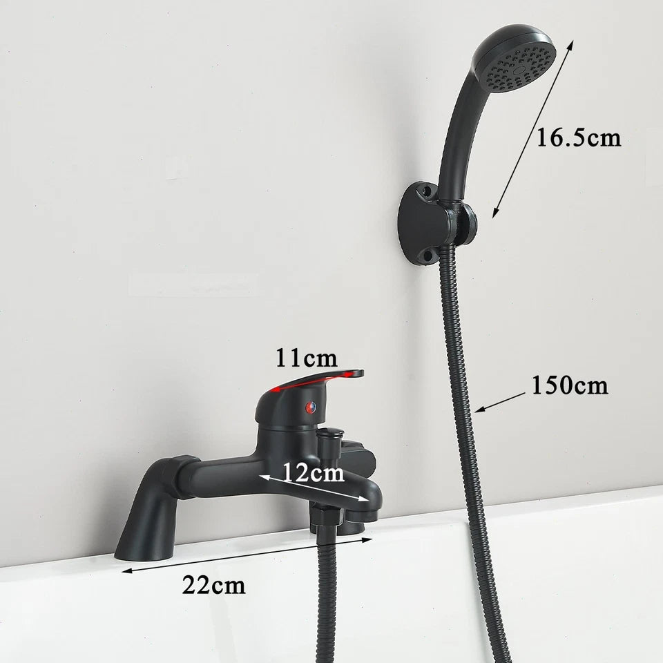 Luxury Bathroom Black Sink Bath Filler Tap Shower Mixer Taps with Hand Held Set