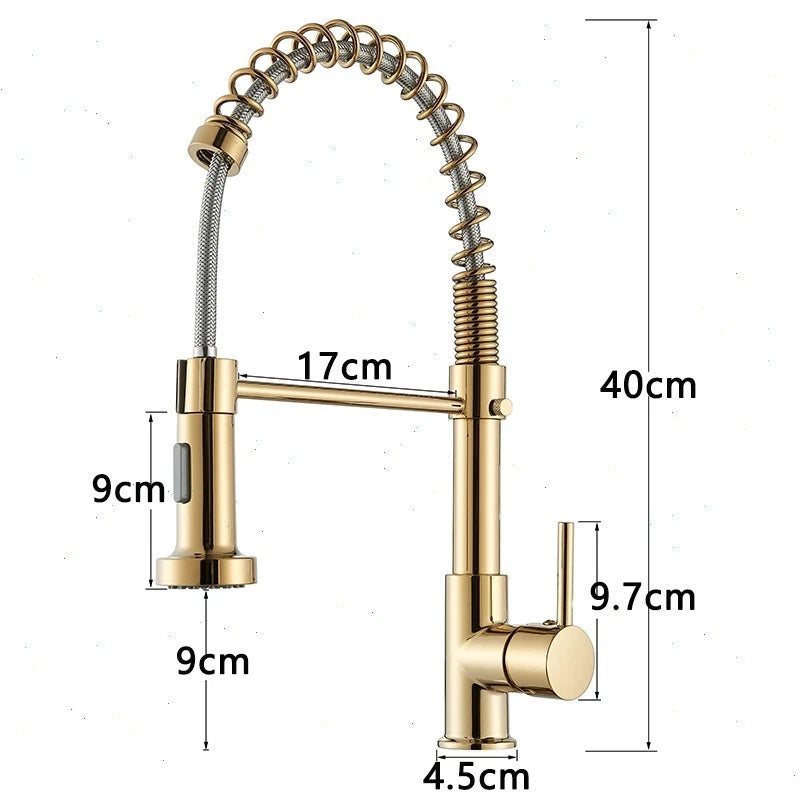 Gold Kitchen Sink Mixer Taps 360° Swivel Dual Spout Single Lever Modern Mono Tap