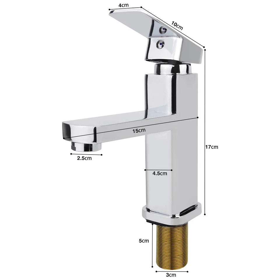 Waterfall Bathroom Basin Mono Mixer Tap Chrome Cloakroom with Flexible Hoses