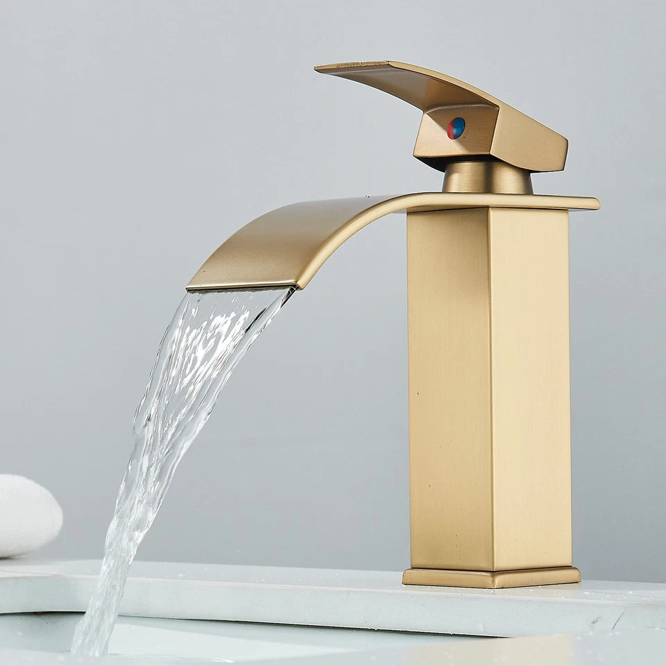 Bathroom Sink Tap Single Lever Mono Wash Basin Vanity Mixer Taps Brushed Gold