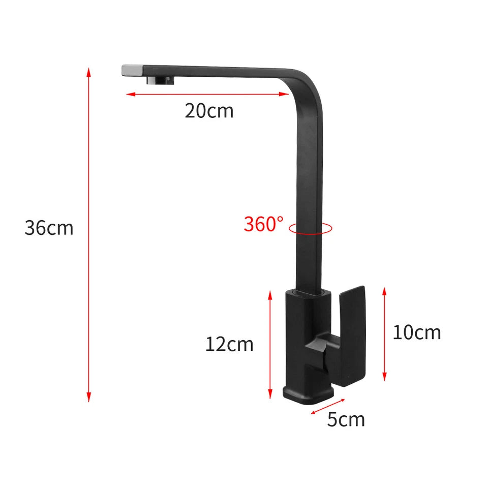 Kitchen Sink Mixer Taps Swivel Spout Single Lever Tap Mono Modern Faucet Black