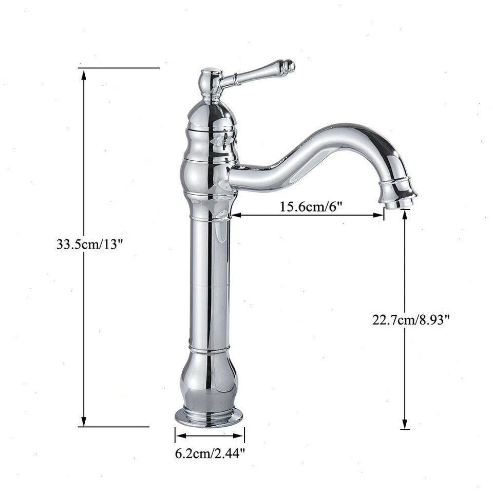 Cloakroom Waterfall Basin Mixer Tap Mono Tall Bathroom Sink Tap Chrome + Fixings