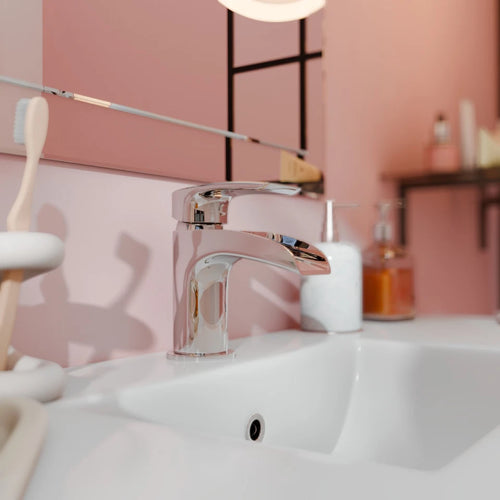 Bathroom Basin Mixer Tap with Waste Waterfall Round Mono Mixer Tap Chrome