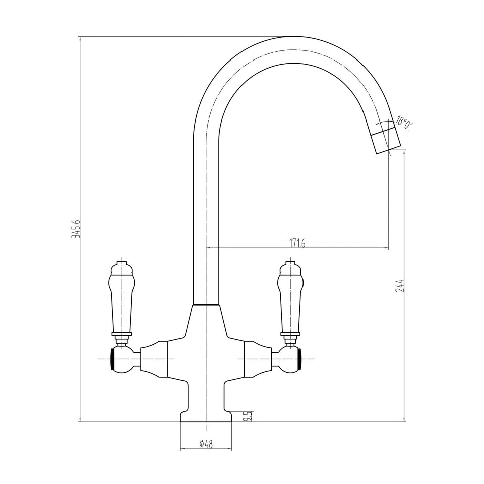 Kitchen Sink Tap Traditional Ceramic Levers Mono Mixer 1 Tap Hole CHROME