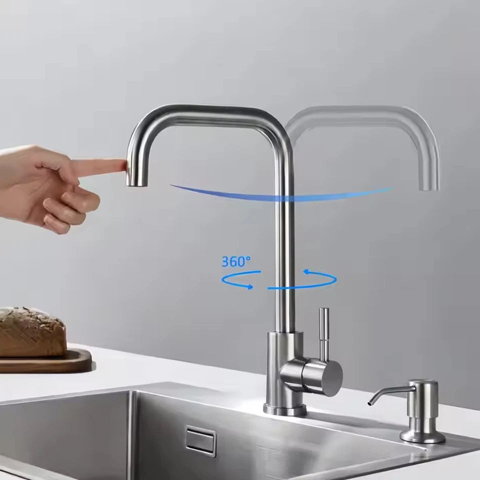 360° Modern Kitchen Sink Mixer Taps Swivel Spout Single Lever Tap Mono Faucet