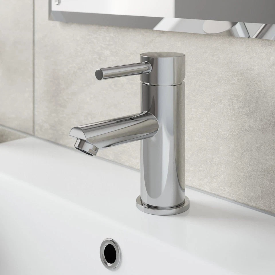 Modern Bathroom Mono Basin Sink Mixer Tap Slotted Waste Single Lever Chrome