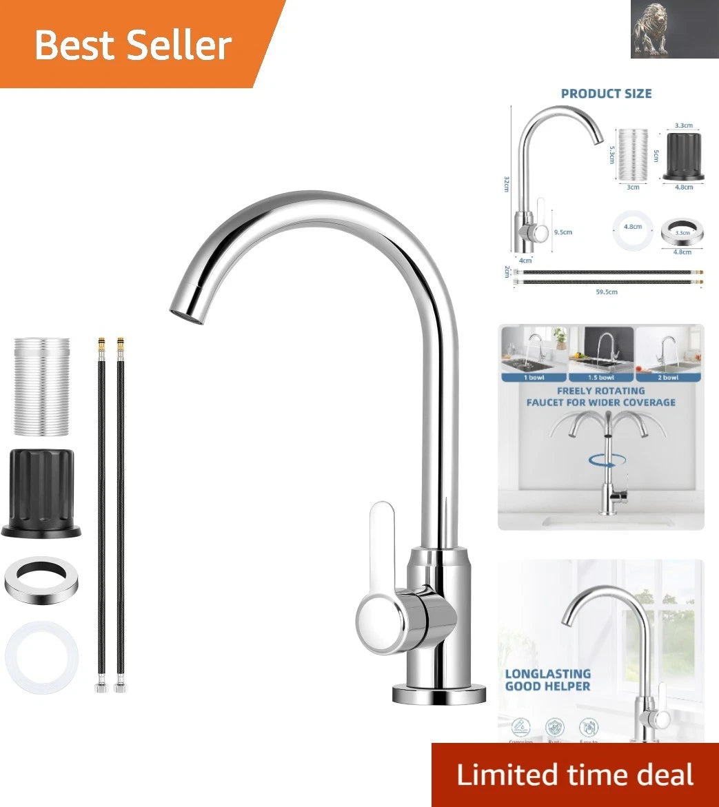 Rust-Resistant 304 Stainless Steel Kitchen Sink Tap – 360º Swivel Spout