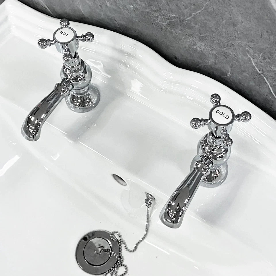 Cammie Basin Pillar Taps Traditional Cross Head Chrome Finish Bathroom Sink Taps