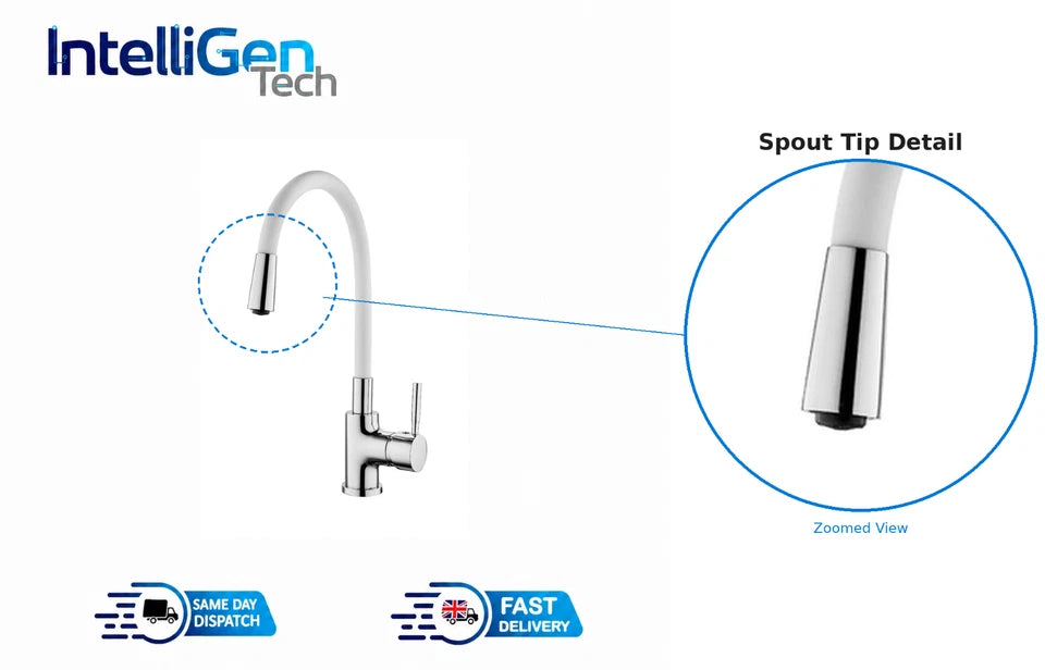 White kitchen Sink Mixer tap Swivel Flexible Spout Single Lever Mono Faucet