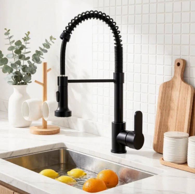 Pull Out Kitchen Tap Mixer Spray Faucet Black 360° Swivel Sink Tap UK