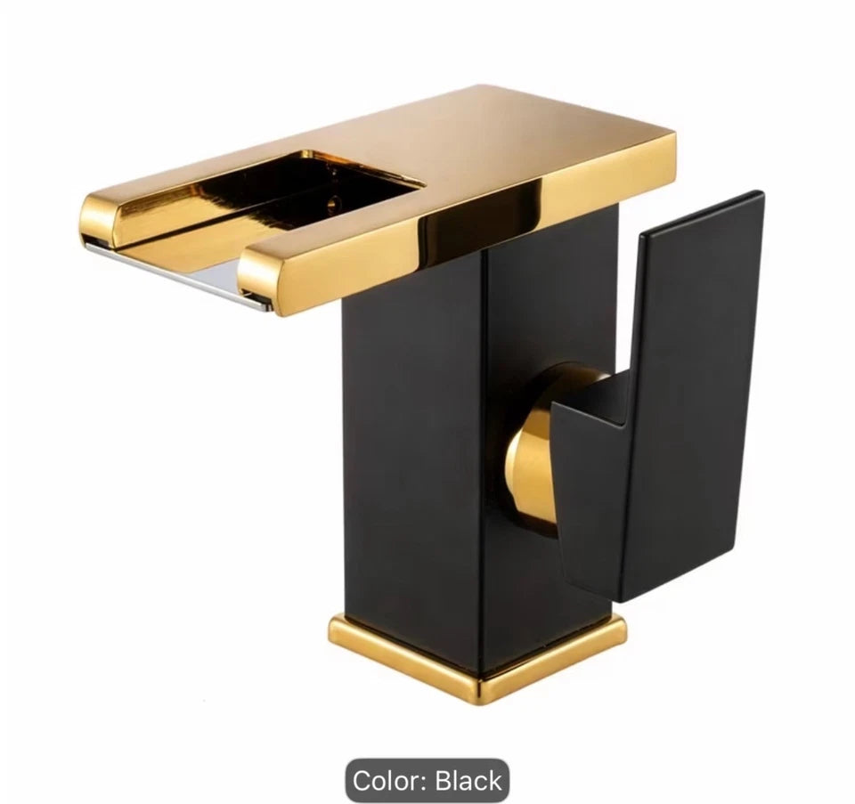 Black Gold Bathroom Basin Mixer Tap Single Lever Sink Faucet Modern Square
