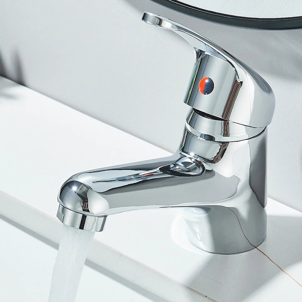 Cloakroom Basin Mixer Tap Chrome Basin Sink Mono Bathroom Tap + Fixings + Waste