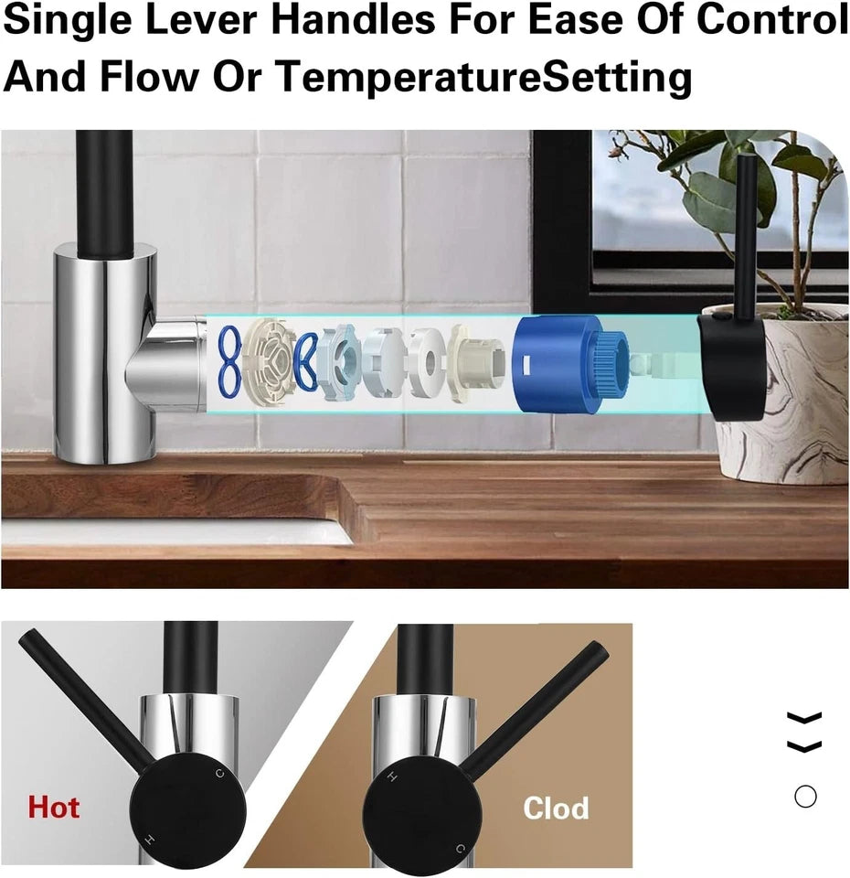 Kitchen Sink Mixer Tap with 360 Swivel Spout, Monobloc Kitchen Faucet Mixer