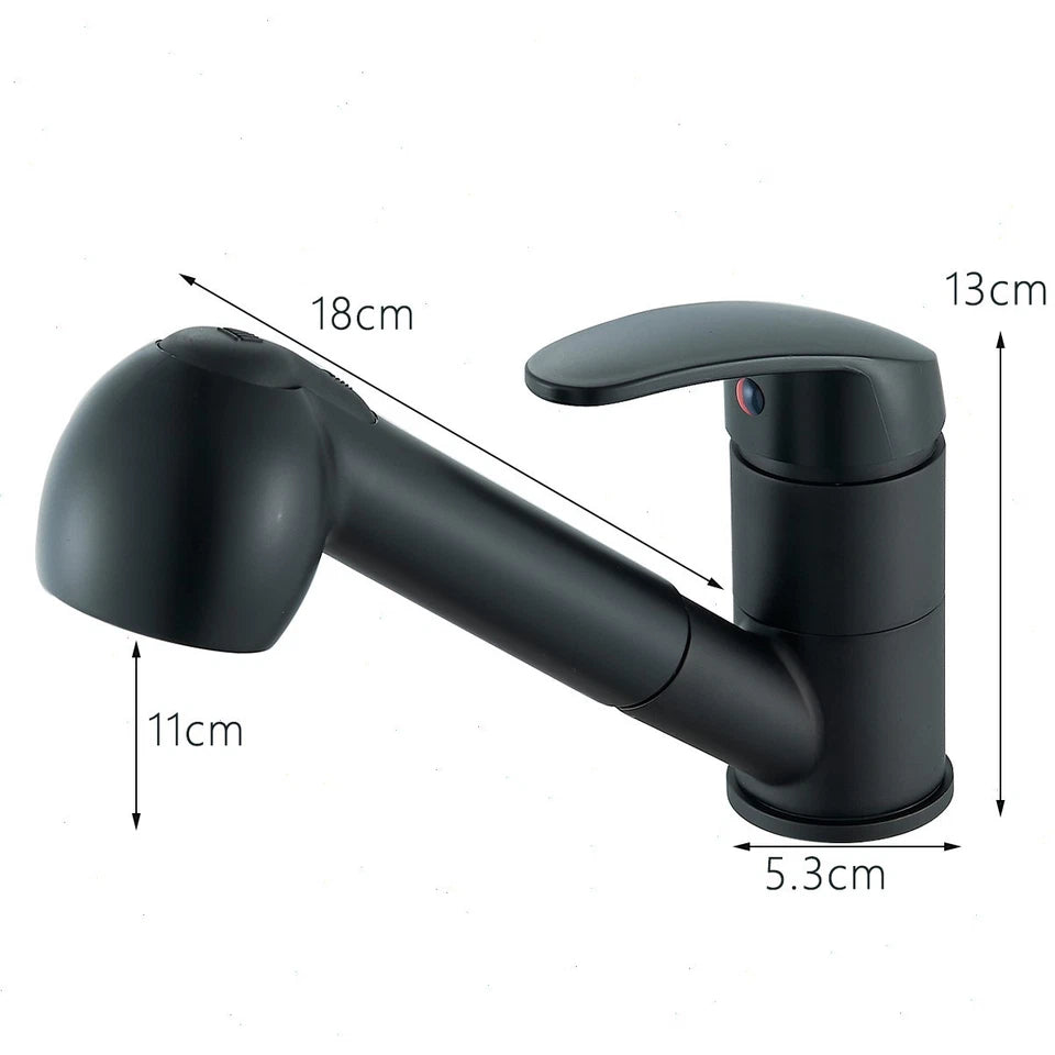 360° Kitchen Mixer Tap Pull Out Spout Spray Mono Sink Single Lever Modern Black