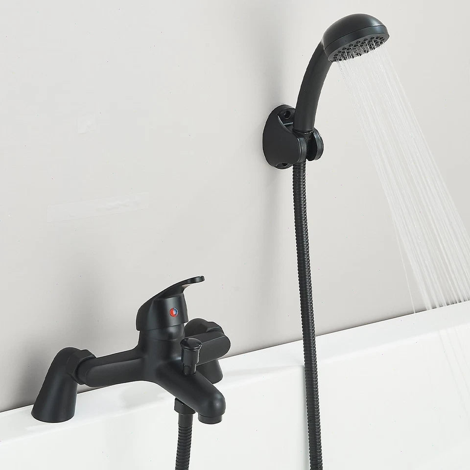 Luxury Bathroom Black Sink Bath Filler Tap Shower Mixer Taps with Hand Held Set