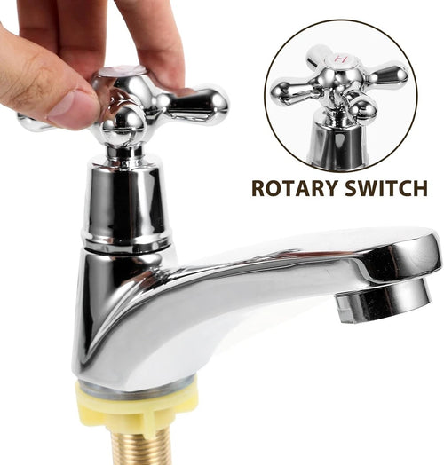 2X Twin Taps Set Hot and Cold Pair Tap Traditional Bath Bathroom Basin Sink UK