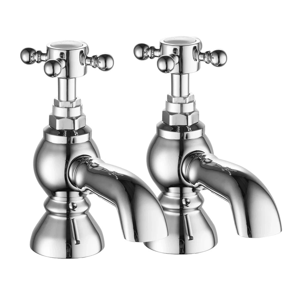 Cammie Basin Pillar Taps Traditional Cross Head Chrome Finish Bathroom Sink Taps