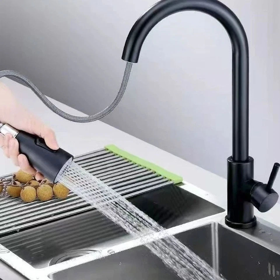 Kitchen Sink Mixer Taps Pull Out Spout Spray Single Lever Modern Mono Tap Black