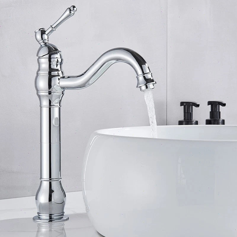 Cloakroom Waterfall Basin Mixer Tap Mono Tall Bathroom Sink Tap Chrome + Fixings