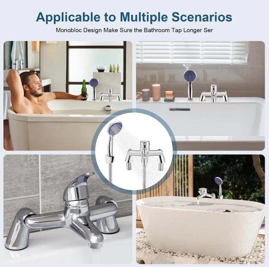 Luxury Bathroom Chrome Sink Bath Filler Tap Shower Mixer Taps with Hand Held Set