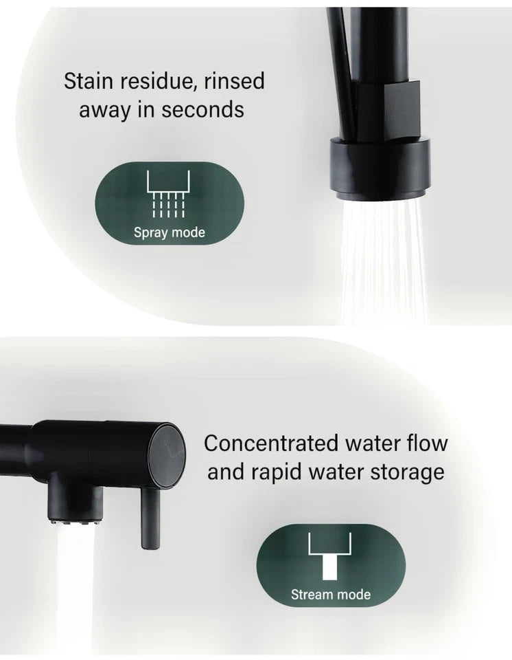 Matt Black Monobloc Kitchen Sink Mixer Tap with Pull Out Hose Spray Single Lever