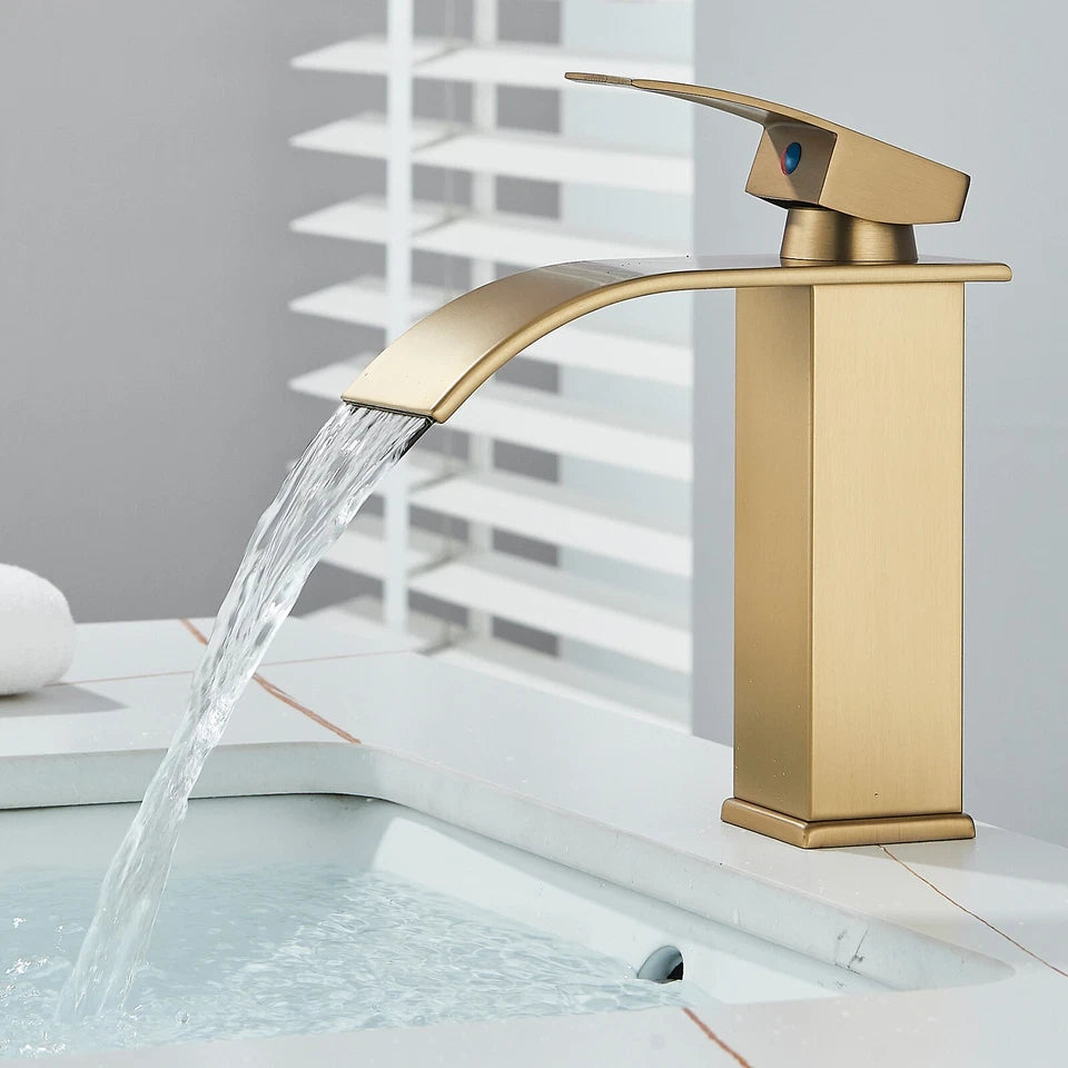Bathroom Sink Tap Single Lever Mono Wash Basin Vanity Mixer Taps Brushed Gold