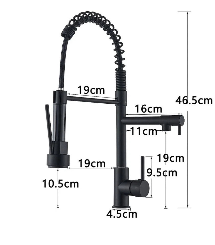 Matt Black Monobloc Kitchen Sink Mixer Tap with Pull Out Hose Spray Single Lever