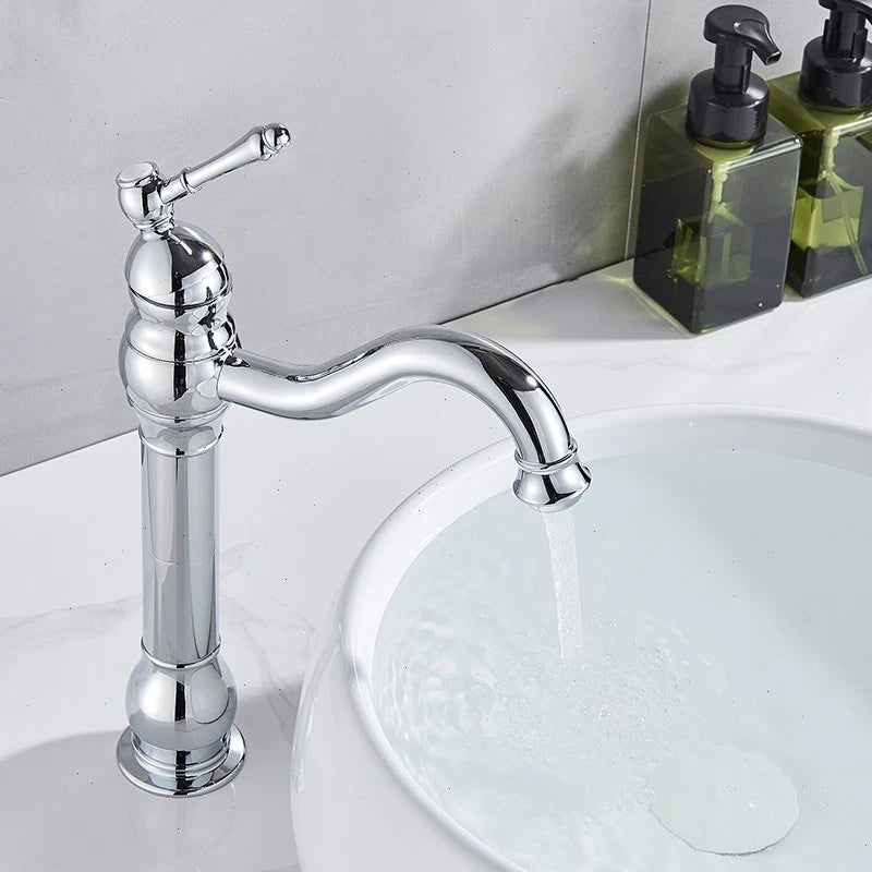 Cloakroom Waterfall Basin Mixer Tap Mono Tall Bathroom Sink Tap Chrome + Fixings