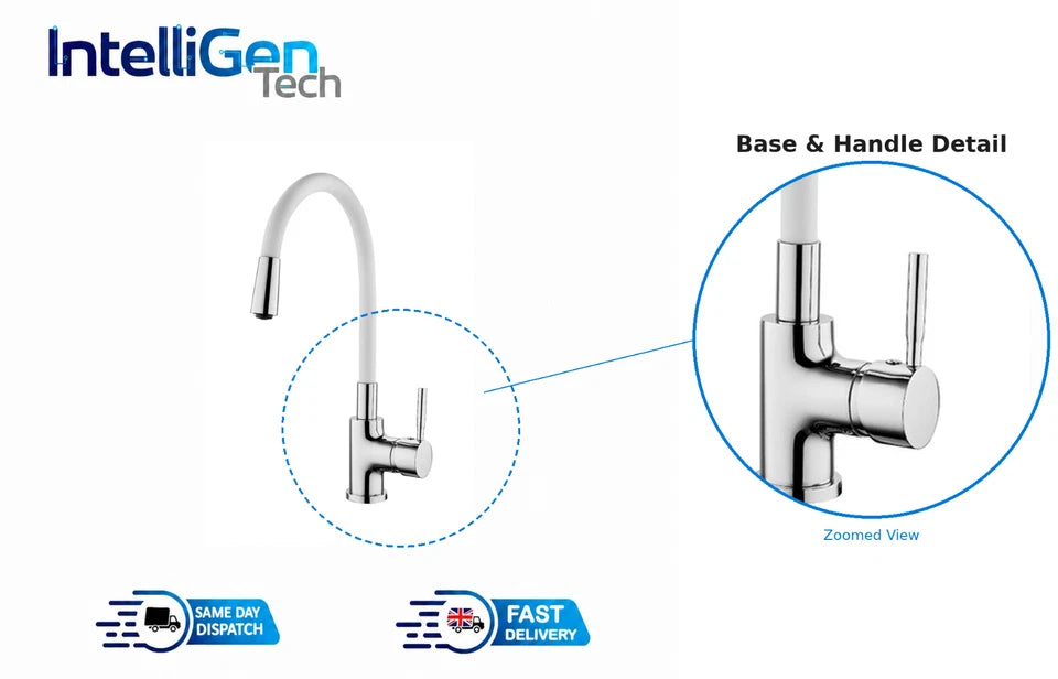 White kitchen Sink Mixer tap Swivel Flexible Spout Single Lever Mono Faucet