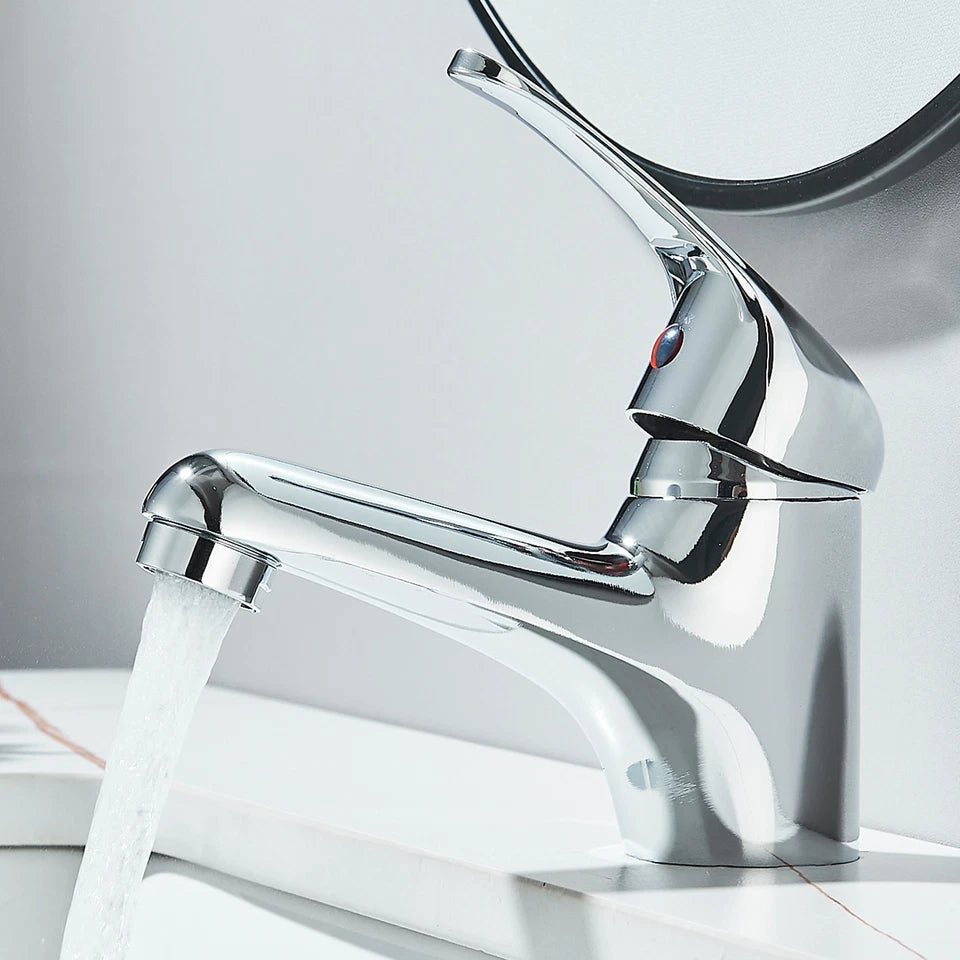 Cloakroom Basin Mixer Tap Chrome Basin Sink Mono Bathroom Tap + Fixings + Waste