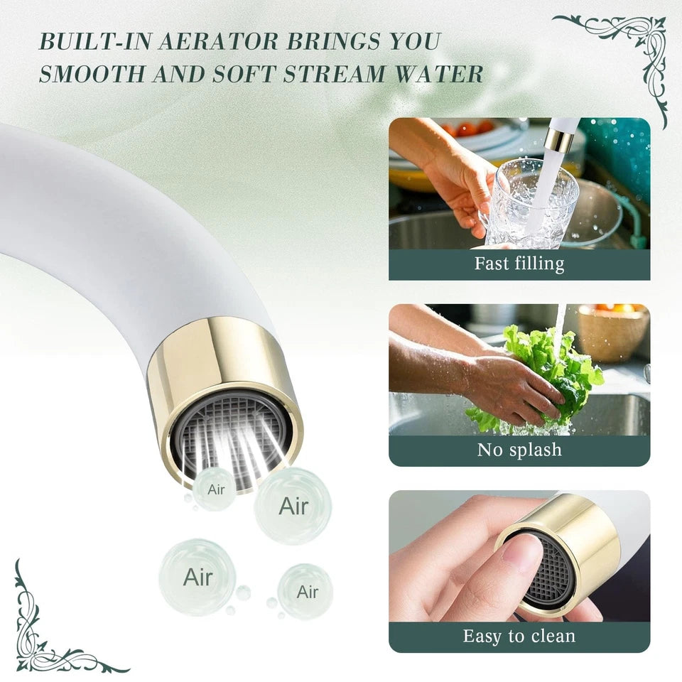 White Kitchen Taps Mixer Single Lever Monoblock Kitchen Sink Mixer Tap