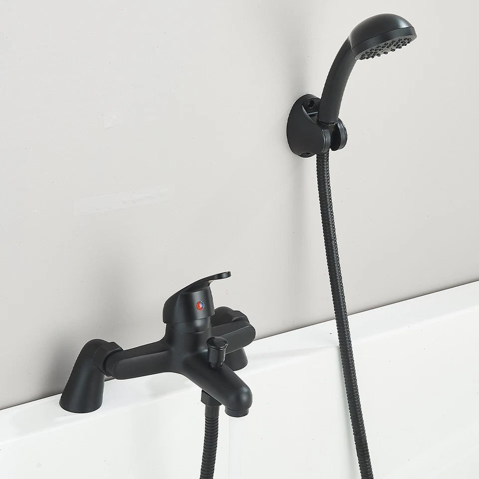 Luxury Bathroom Black Sink Bath Filler Tap Shower Mixer Taps with Hand Held Set