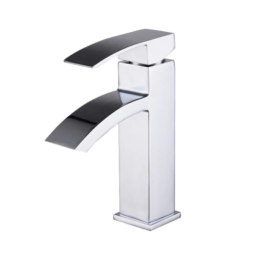 Waterfall Mono Basin Mixer Tap Chrome Cloakroom Sink Faucet with Waste Set