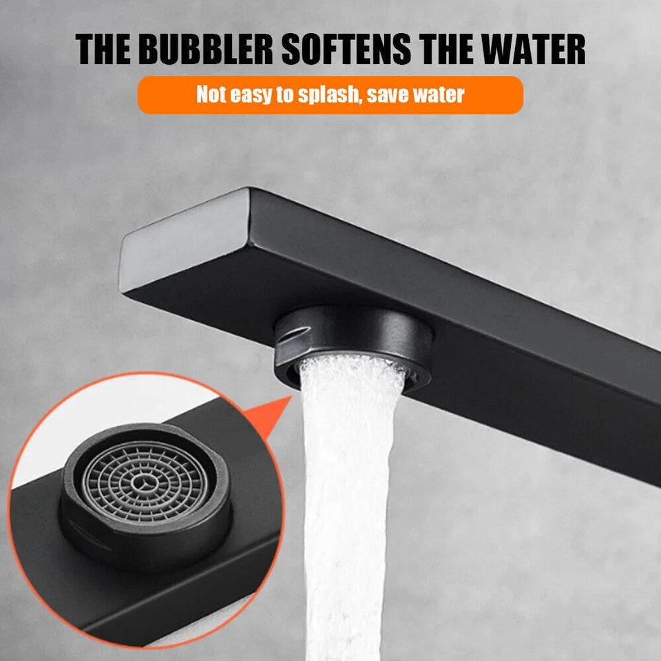 Kitchen Sink Mixer Taps Swivel Spout Single Lever Tap Mono Modern Faucet Black