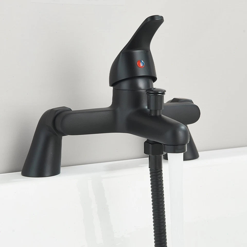 Luxury Bathroom Black Sink Bath Filler Tap Shower Mixer Taps with Hand Held Set